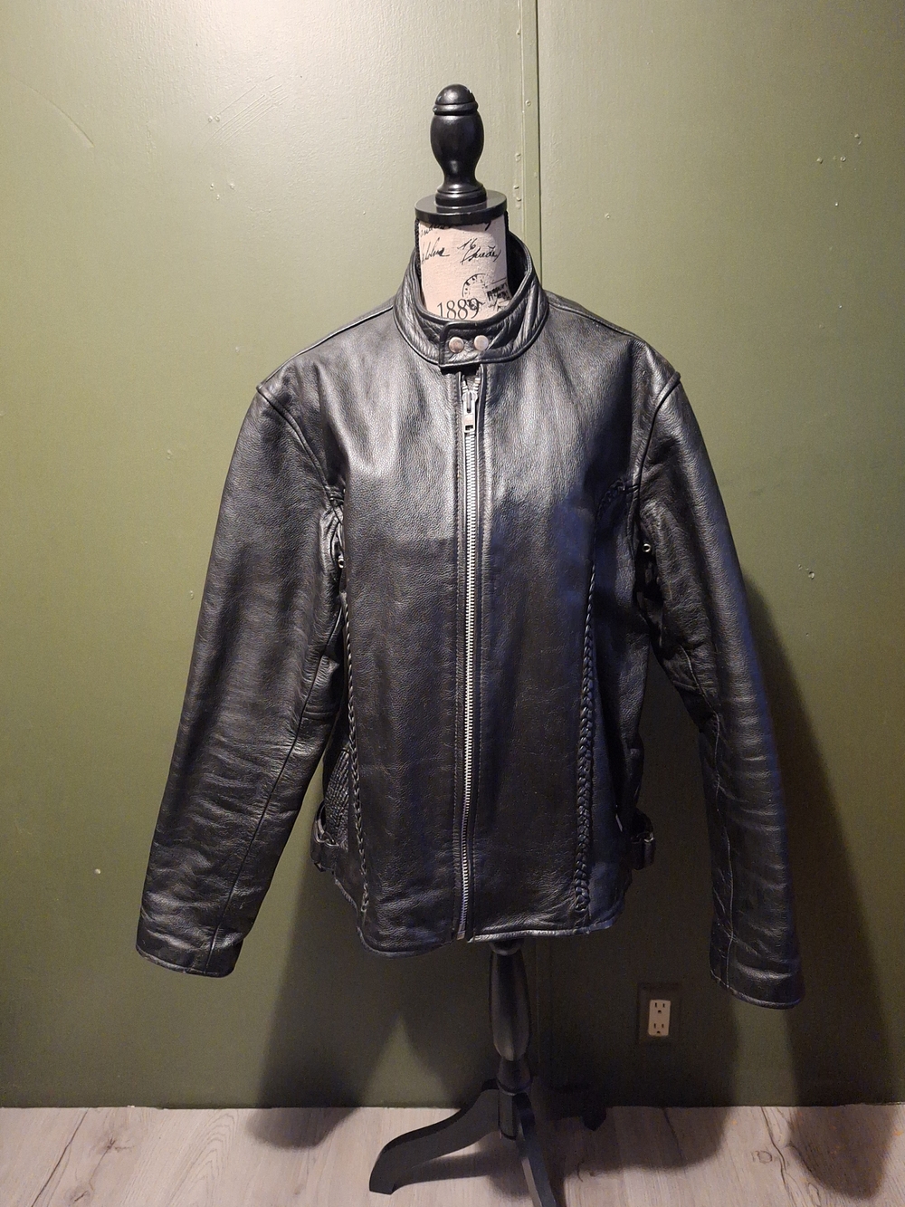Men's Black Leather Bomber Jacket - Unbranded